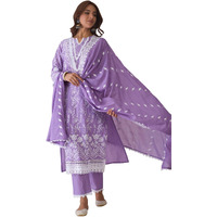 Indo Era Women's Embroidered Pure Cotton Kurta & Pant With Dupatta Suit Set (Kh0Pr6073_Small)