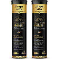 Zingavita Himalayan Shilajit For Men Pure Original Shilajit/Shilajeet (750 Mg) With Ashwagandha Effervescent Tablets For Stamina & Performance Cola Flavour | 100% Ayurvedic | Pack Of 2