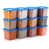 Hindstar Multipurpose Plastic Storage Jars And Kitchen Mate Classic Containers | Bpa-Free, Airtight Kitchen Container Set For Spices, Grains And More Items - Transparent (750Ml, Set Of 12)