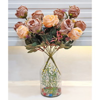 Artsy Artificial Flowers Bunch For Decoration Rose Flowers, Ideal For Vase, Home, Office Decor, Gifts, Craft, Artificial Plants For Decoration, Without Vase, Coffee, Combo, 2 Piece, 35 Cm Height
