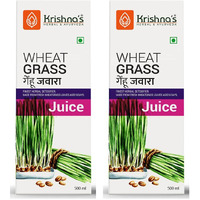 Krishna's Herbal & Ayurveda Wheatgrass Juice, Wheat Grass Juice 9Th Day Picked Wheatgrass Leaves, Pure, Natural And 100% Ayurvedic Juice -500 Ml (Pack Of 2)