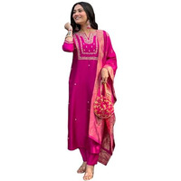 Gosriki Women's Rayon Blend Straight Embroidered Kurta With Pant & Dupatta (Kosapet Pink-Gs_5Xl_Pink_Xxxxx-Large)