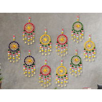Jh Gallery Wool Handmade Colorful Pom Pom Bell Wall And Door Decor Hangings For Home|Festive Decoration|Balcony,Room,Temple Decoration|Pooja Room Decoration|Decorative Hanging Items|Pack Of 10,Multi