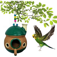 Jainsons Pet Products Handmade Earthenware Bird Nest Bird House Breeding House For Sparrow, Budgies And Finches Eco Friendly For Garden Balcony Hanging