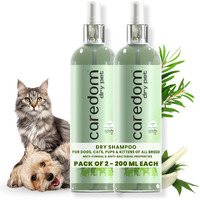 Caredom Combo Offer Dry Dog Shampoo & Cat Dry Shampoo For Water Free Bath|Dry Shampoo Spray With Neem & Tea Tree|Dog & Cat Shampoo|Pack Of 2 (200 Milliliter), 400 Milliliter