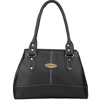 Fostelo Women's Vegan Leather Elite Handbag Shoulder Hobo Bag Ladies Purse (Black) (Large)