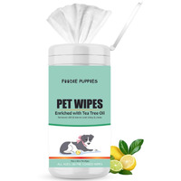 Foodie Puppies Anti-Bacteria 80 Pulls Pet Wet Canister Wipes - 80 Wipes | Lemon & Green Tea Scented Wipes For Dogs, Puppies, Cats, Kittens & Small Animals | Sls Free, Paraben Free & Cruelty Free