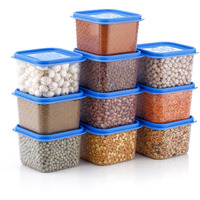 Hindstar Multipurpose Plastic Storage Jars And Kitchen Mate Classic Containers | Bpa-Free, Airtight Kitchen Container Set For Spices, Grains And More Items - Transparent (500Ml, Set Of 10)