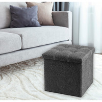 Abtrix With Ab Fabric Folding Organizer Storage Ottoman Bench Footrest Stool Coffee Table Cube, Camping Fishing Toys Chest Stool, Quick And Easy Assembly, 52L Capacity, Padded (38X38X38 Cm, Grey)