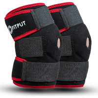 Fitput Knee Cap For Men Sports(1 Pair), Breathable Knee Support For Men Gym Workout Running Arthritis Knee Brace For Ligament Tear Knee Caps For Women For Pain Relief (Black/Red)