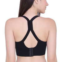Glamoras Women's Nylon Spandex Padded Non Wired Racer Back Sports Bra For Gym, Cardio, Zumba And Yoga | Everyday Active Wear For Girls | Size M To 2Xl Black