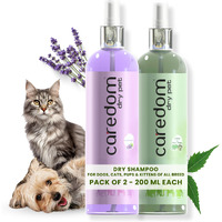 Caredom Pet Dry Dog Shampoo & Cat Dry Shampoo For Water Free Bath | Dry Shampoo Spray With Lavender, Neem & Tea Tree Extracts | Anti Fungal&Anti Bacterial Properties | Pack Of 2, 400 Milliliter