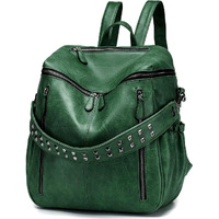 Comfabie Leather Backpacks For Women | College Bags | Office | Work | Travel | Casual Daypacks | Regular Use | Birthday Gifts For Girls | Handbag Shoulder Purse Bags For Women & Girls (Green)