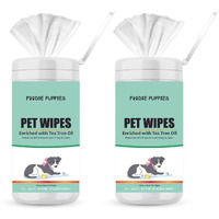 Foodie Puppies Anti-Bacteria 160 Pulls Pet Wet Canister Wipes - 80 Wipes (Pack Of 2) | Lemon & Green Tea Wipes For Dogs, Puppies, Cats, Kittens & Small Animals | Sls Free, Paraben Free & Cruelty Free