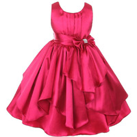 Fairy Dolls Girls Knee Length Satin Dress (Satinmix012_Magenta_11-12 Years)