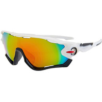 Huvora  Sports Mirrored Wraparound Sunglasses For Cycling Cricket Riding Trekking || Hydrophobic || Full Coverage || Uv 400 Protection || Free Case Box (White Black)