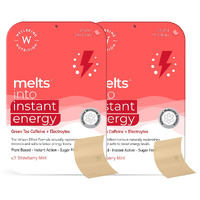 Wellbeing Nutrition Melts Instant Energy, 100% Plant Based Green Tea Caffeine, Essential Electrolytes And Vitamins For Endurance, Sports Hydration, Pre Workout Energy Boost - 60 Oral Strips