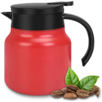 Vendly Stainless Steel 1000Ml Teapot With Handle & Steel Infuser | Double Wall Vacuum Insulated Carafe For Tea, Coffee & Juice | Bpa-Free Tea Pot| Keeps Drinks Hot For 18 H & Cold For 24 H (Red)