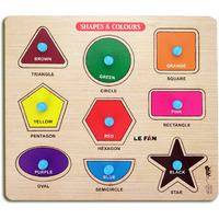 Lefan Wooden Puzzles Wooden Educational Shape Color Puzzle Geometric Recognition Board Toys Perfect For Developing Creativity For Kids