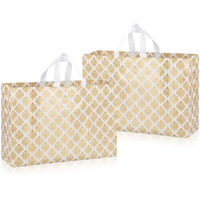 Drapme Festive Special Reusable Non-Woven Laminated Gift Bags, Wedding Gifts, Shagun, Saree, Mithai, Jewellery, Traditional Gifting Carry Bag (Large - 17X12X5, White, Pack Of 10)
