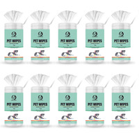 Foodie Puppies Anti-Bacteria 800 Pulls Pet Wet Canister Wipes - 80 Wipes (Pack Of 10) | Lemon & Green Tea Wipes For Dogs, Puppies, Cats, Kittens & Small Animals | Sls Free, Paraben Free & Cruelty Free