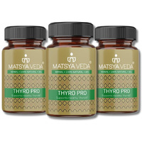 Matsyaveda Herbals: Thyropro | Supports Thyroid Function & Healthy Metabolism | Ayurvedic Supplements With 15+ Herbal Ingredients |180 Veg Capsules I For Men And Women (Pack Of 3)