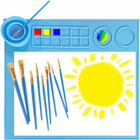 Silicone Large Silicone Art Mat With Cleaning Cup Multipurpose Silicone Craft Sheet For Painting Clay Resin Casting Flexible Crafting Mat And Children Art Painting Handmade Make Mold (Blue)