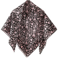 Ravaiyaa - Attitude Is Everything Sanganer Hand Block Printed Scarves Pure Cotton Scarf Decorative Pom Pom Square Hijab Dupatta 40" X 40" Inch (Black Floral)