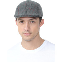 Fabseasons Checkered Casual Golf Flat Cotton Caps & Hats For Mens Dark Grey, Free Size