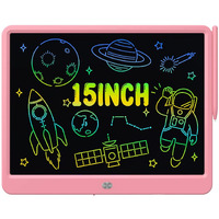 Proffisy Lcd Writing Tablet 15 Inches Colorful Screen Drawing Pad, E-Writing And Scribbler Boards For Kids, Electronic Educational Learning Toys For 3-12 Year Old Girls Pink, Colorful Screen