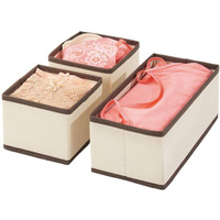 House Of Quirk Storage Box Set Of 3 Closet Dresser Drawer Organizer Cube Basket Bins Containers Divider With Utensils Drawers For Underwear, Bras, Socks, Ties, Scarves, (Pack Of 1 Beige) (Fabric)