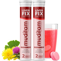 Muditam Ayurveda Liver Fix Effervescent Tablet | Liver Detox Ayurvedic | Milk Thistle Capsules For Liver In Effervescent Form | Helps In Fatty Liver | Ideal For 20 Days - 40 Tablets