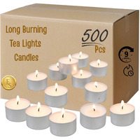 Ein Sof Set Of 500 Pcs Tea Lights For Home Dcor  9 Hours Burning Time, White, Non Scented, Jumbo Wax Tealight With Long Wick, Candle Light Dinner Birthday Decoration & Bedroom Diffuser T Lamp