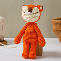 Sycamore East Wooden Baby Fox Rattle & Crochet Doll Plush Elephant Stuffed Animals Toy For Newborn | 100% Handmade Infant Soothe Toys For Sensory And Early Grips Development Gifts