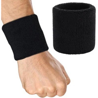 Xfyt Sports Cricket Wrist Sweat Band | High Absorbtion Terry Cotton Thick Hand Sweatbands For Gym, Workouts, Exercises Running And Cricket (1 Piece, Black)