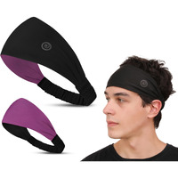 Athmonk Lycra Multipurpose Reversible Headband For Men Women, Colorful Stylish Sweatband Quick Dry Manage Long Hair Wide Snug Fit Elastic For Sports, Running, Gym, Cricket, Badminton, Black