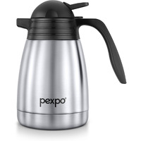 Pexpo Cosmo Stainless Steel Thermal Carafe |1000Ml,Silver | Double Walled Vacuum Insualted With Lid - Coffee/Tea Carafe Heat & Cold Retention