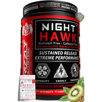 Grizzly Nutrition, Night Hawk 460Gr, Stimulant Free/No Caffeine Pre Workout/Intra, Specially Designed For Evening/Night Workout, Eaa-Citrulline +30 Nutrients, Kiwi, Extra 30Gr Energy Caffeine Pack
