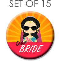 exciting Lives - Team Bride - Ladkiwale Wedding Badges Gift for Team Bride, Ladki Wale Wedding Season Gift, Reception - 5.5cm - Set Of 15