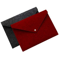 GREENSHEEP Felt Document Folders - Portable File Holder Document Organizer with Button Closure for Office, School, Stationery, Pack of 2 (Red and Dark Grey)