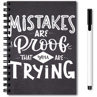 VPRINT QUALITY Mistakes Are Proof Reusable Notebooks with Whiteboard Marker (300 GSM - 60 Pages - A5 Size) Diaries For Gifts Erasable Notebook With Durable Cover