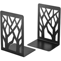Zeinwap Metal Non-Slip Bookend Bracket Heavy Book End Office Book Stopper Desk Organizer Book Holder Bookends Office Accessories (Black, 2 Pcs)