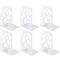 Snazzy Metal Bookend Book Ends for Shelves, Bookends for Office, Book Ends for Heavy Books, Book Shelf Holder Stand Home Decorative Metal Bookend Supports, Book Stoppers, White(3 Pairs) (Set of 6)