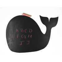 IVEI Wooden Whale Shaped Black Board for Kids - Mini Black Slate Board for Kids' Learning - Chalkboard for Decoration - Kids Black Board with Chalk & Duster for Drawing & Writing (10 Chalks)