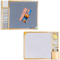 IVEI Metal Board, Pinboard, Whiteboard with Calendar - Set of 2- Grey