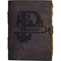 DI - KRAFT Handcrafted Personalised Leather Diary Pranav Printed Notebook with 200 Unruled Pages for Office and Personal Use (A5)