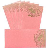 Jhintemetic - Pack of 25 Matellic Baby-Pink Colourful Designer Shagun Lifafa/Money Gift Envelope with Golden Matellic Keri for Gifting Money on Wedding, Birthday & Any Other Occasion