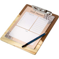 IVEI Wooden Clip Board with Daily Planner Sheets  Lightweight - Note Pad - Exam Board - Writing Pad - to-Do-List - Desk Organizer - Best Gift for Home, School, Office, etc Size  A5 - Orange
