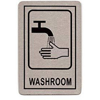 THW Stainless Steel Self Adhesive WASHROOM Signage Board (6"x4")