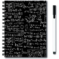 Vrpint Quality Reusable Notebook With Pen - 300 GSM - 60 Pages - Size A5 - Erasable Notebook for Kids Rocketbook Pen Whiteboard Sketch Book A5 Drawing Pad for Artists (Mathematics Black)